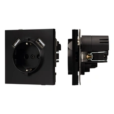 Изображение Механизм розетки с USB зарядкой SCT-TENDO-MUAA-PL-BK (230V, 16A) (Arlight, Черный матовый)
